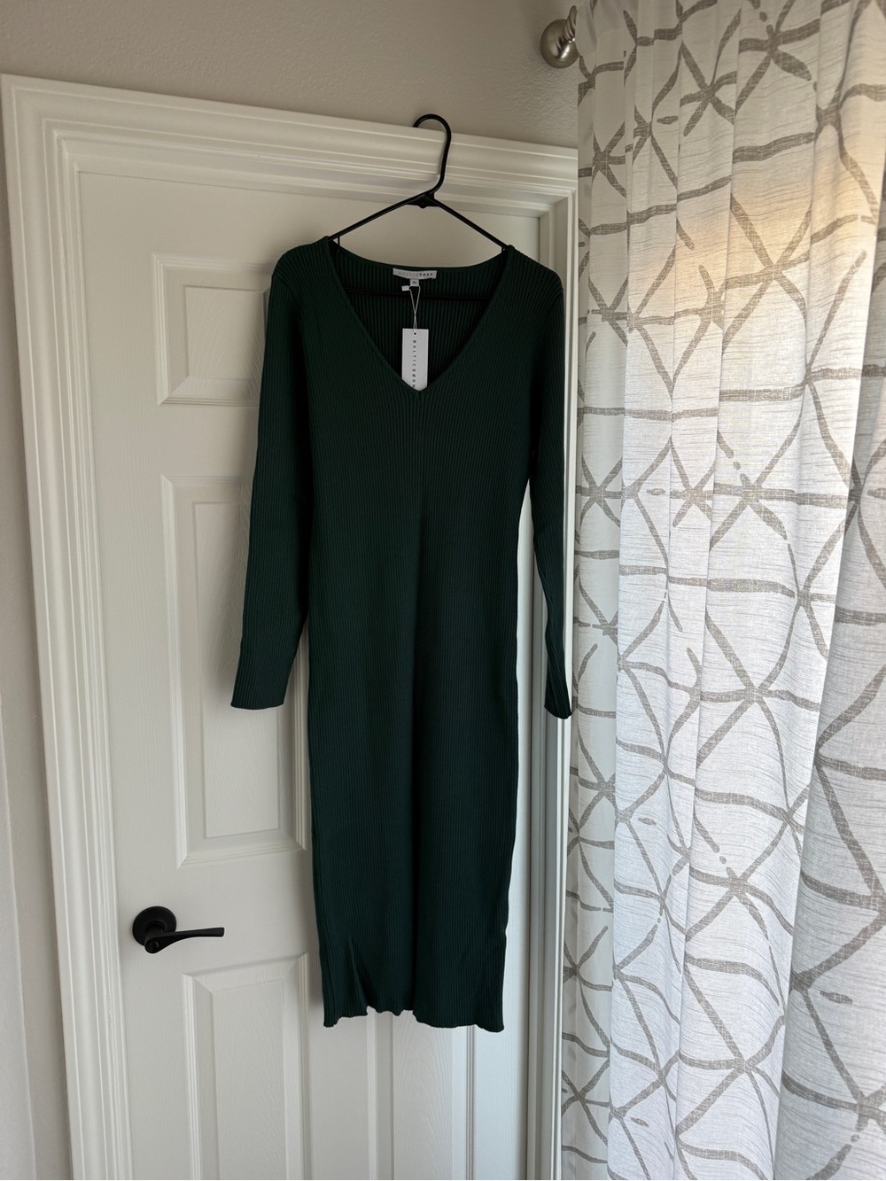 Baltic Born Dark Green Ribbed Midi Dress